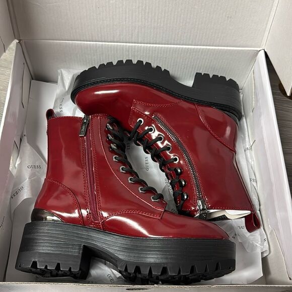 GUESS Fearne Combat Boot in Red - Picture 2 of 6